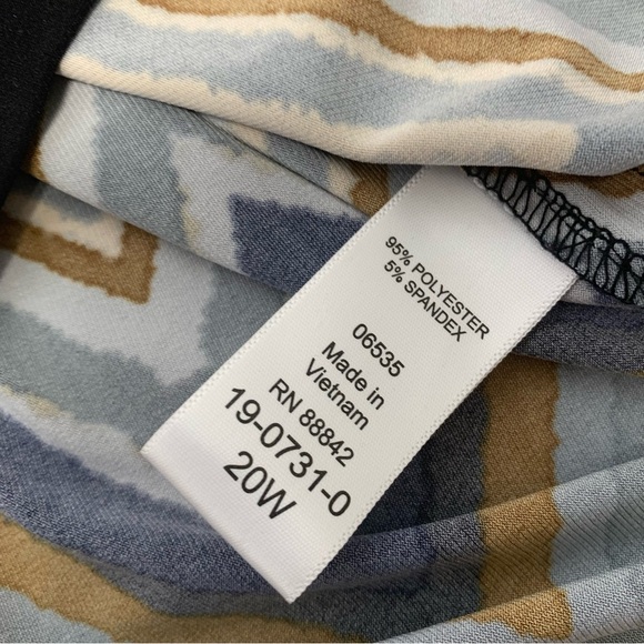 Roamans Midi Dress 20W Stretch Knit‎  Geometric Flare Sleeve Shift Office Casual - Picture 7 of 9